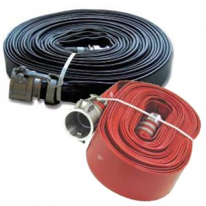 black red fire layflat hose assemblies